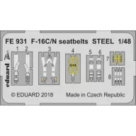   Eduard Accessory F-16C/N seatbelts STEEL for Tamiya 1:48 (FE931)