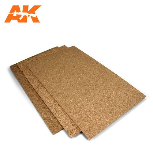 AK Interactive Cork sheets fine grained 200 x 300 x 3mm (2 lap) AK8048