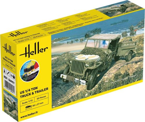Heller STARTER KIT US 1/4 Ton Truck & Trailer 1:72 (56997)