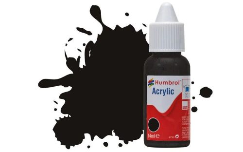 Humbrol Acrylic Paint No 201 Black Metallic, Dropper Bottle 14 ml (DB0201)