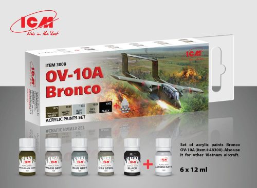 ICM Acrylic paint set for OV-10A Bronco and other Vietnam aircraft 6 x12 ml  (3008)