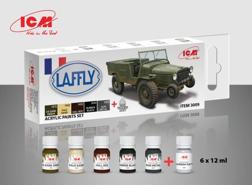 ICM Acrylic paint set for Laffly V15T and French vehicles 6x 12 ml  (3009)