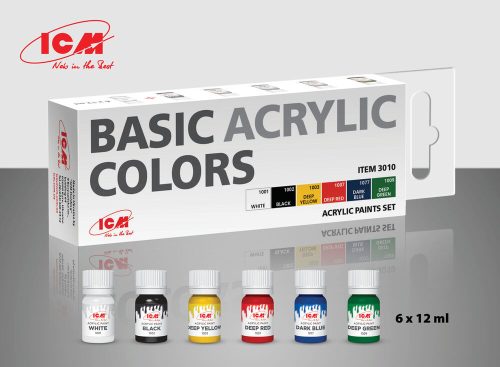 ICM Acrylic paint set Basic acrylic colors 6 x12 ml  (3010)
