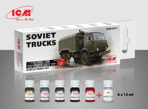 ICM Acrylic paint set for Soviet trucks 6 x12 ml  (3011)