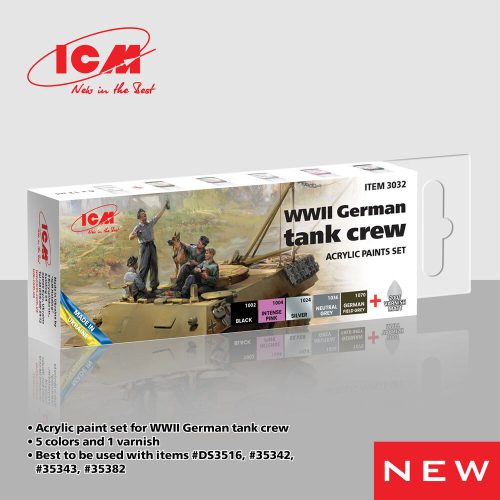 ICM Acrylic paint set for WWII German tank crew 6 x 12 ml  (3032)