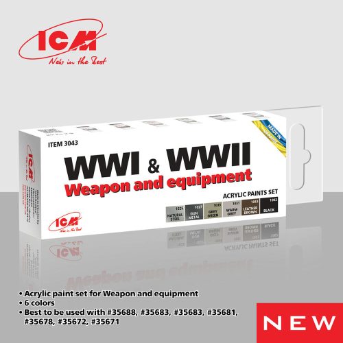 ICM Acrylic paint set for Military outfitters 6 x 12 ml  (3043)
