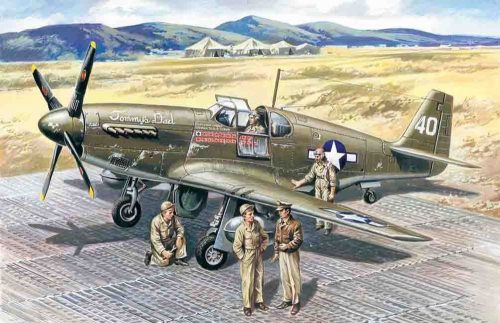 ICM Mustang P-51 B WWII American Fighter with  USAAF Pilots and Ground Personnel 1:48 (48125)