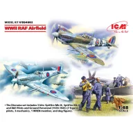   ICM WWII RAF Airfield - Spitfire Mk.IX,Spitfire MkVII,RAF Pilots a Ground Personel 7 figures 1:48 (DS4802)