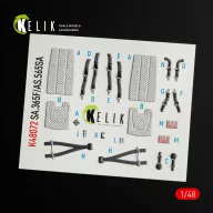   Kelik Dauphin II SA.365F / AS.565SA interior 3D decals for Kitty Hawk / Zimimodel kit 1:48 (K48072)