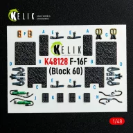   Kelik F-16F Block 60 - interior 3D decals for Hasegawa kit 1:48 (K48128)