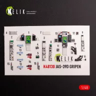   Kelik Jas-39 D - interior 3D decals for Italeri kit 1:48 (K48130)