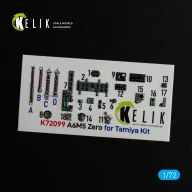   Kelik A6M5 Zero - interior 3D decals for Tamiya kit 1:72 (K72099)