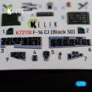 Kelik F-16 CJ (Block 50) interior 3D decals for Tamiya kit 1:72 (K72110)