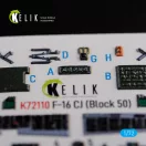 Kelik F-16 CJ (Block 50) interior 3D decals for Tamiya kit 1:72 (K72110)