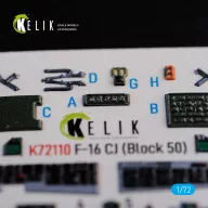   Kelik F-16 CJ (Block 50) interior 3D decals for Tamiya kit 1:72 (K72110)