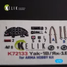 Kelik Yak-1B - interior 3D decals for Arma Hobby kit 1:72 (K72133)