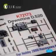   Kelik Dewoitine D.520 - interior 3D decals for Hobby 2000/Hasegawa kit 1:72 (K72173)