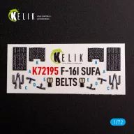   Kelik F-16I - interior 3D decals for Hasegawa kit 1:72 (K72195)