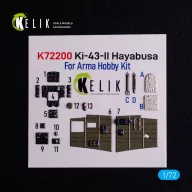   Kelik Ki-43-II Hayabusa - interior 3D decals for Arma Hobby kit 1:72 (K72200)
