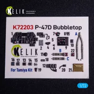   Kelik P-47D Bubbletop - interior 3D decals for Tamiya kit 1:72 (K72203)