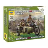   Zvezda Soviet M-72 Sidecar Motorcycle with sidecar and crew 1:72