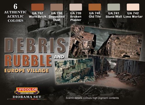 Lifecolor Debris and Rubble Europe Village, 6 x 22 ml (CS31)
