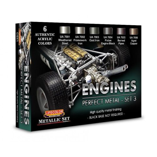 Lifecolor Engines Perfect Metal - Set 3, 6 x 22 ml (CS51)