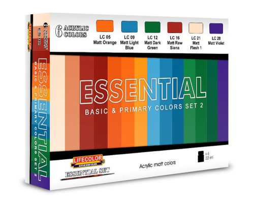 Lifecolor Essential Basic & Primary Colors Set 2, 6 x 22 ml (ES02)