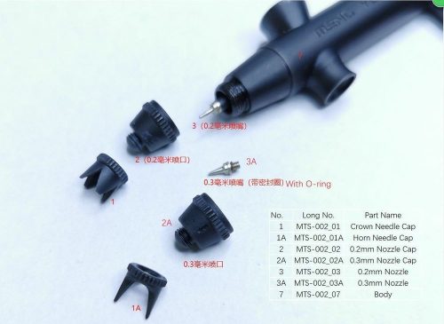 Meng Nozzle 0,2mm -YUN MO 0.2/0.3mm HIGH PRECISION AIRBRUSH  (MTS-002_03)