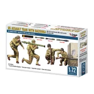   Mirage Hobby US ASSAULT TEAM WITH BAZOOKA, WW2 US GIs with Bazooka M1A1 rocket launcher Normandy, 1944 1:72 (720010)
