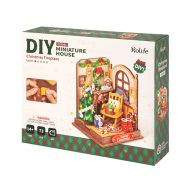   Robotime Christmas Fireplace 3D Puzzle - Karácsonyi kandalló miniház DS041