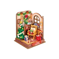   Robotime Christmas Fireplace 3D Puzzle - Karácsonyi kandalló miniház DS041