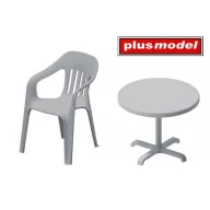 Plus Model Plastic chairs and table 1:35 (DP3074)