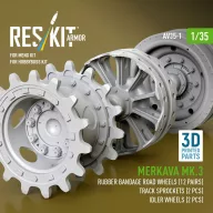   ResKit Models Merkava Mk.3 rubber bandage road wheels (12 pairs), track sprockets (2 pcs), idler wheels (2 pcs) for Meng/HobbyBoss kit (3D Printed) 1:35 (AV35-0001)