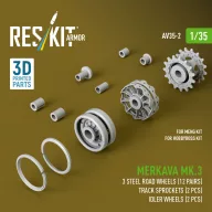   ResKit Models Merkava Mk.3 steel road wheels (12 pairs), track sprockets (2 pcs), idler wheels (2 pcs) for Meng/HobbyBoss kit (3D Printed) 1:35 (AV35-0002)