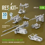   ResKit Models Merkava Mk.3 MG set, V2 (3 pcs) + machine gun mounts (3 pcs) for Meng/HobbyBoss kit (3D Printed) 1:35 (AV35-0018)