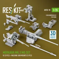   ResKit Models Merkava Mk.3 MG set, V2 (3 pcs) + machine gun mounts (3 pcs) for Meng/HobbyBoss kit (3D Printed) 1:35 (AV35-0018)