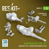   ResKit Models Merkava Mk.3 MG set wcover (3 pcs) + machine gun mounts (3 pcs) for Meng/HobbyBoss kit (3D Printed) 1:35 (AV35-0019)
