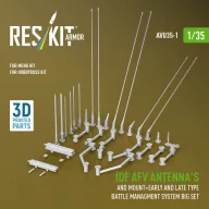   ResKit Models IDF AFV antenna's and mount+early and late type battle managment system big set (3D Printed) 1:35 (AVU35-0001)