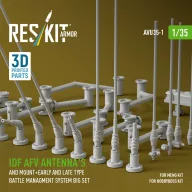   ResKit Models IDF AFV antenna's and mount+early and late type battle managment system big set (3D Printed) 1:35 (AVU35-0001)