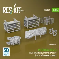   ResKit Models Merkava Mk.3 rear hull metall storage baskets (2 pcs) w/workable chains for Meng kit (3D Printed) 1:35 (AVU35-0007)