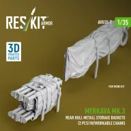   ResKit Models Merkava Mk.3 rear hull metall storage baskets (2 pcs) w/workable chains for Meng kit (3D Printed) 1:35 (AVU35-0007)