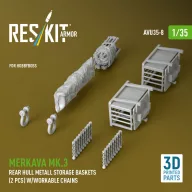   ResKit Models Merkava Mk.3 rear hull metall storage baskets (2 pcs) w/workable chains for HobbyBoss kit (3D Printed) 1:35 (AVU35-0008)