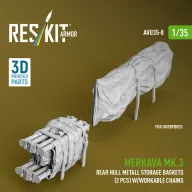   ResKit Models Merkava Mk.3 rear hull metall storage baskets (2 pcs) w/workable chains for HobbyBoss kit (3D Printed) 1:35 (AVU35-0008)