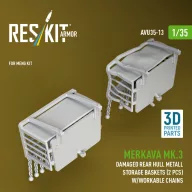   ResKit Models Merkava Mk.3 damaged rear hull metall storage baskets (2 pcs) w/workable chains for Meng kit (3D Printed) 1:35 (AVU35-0013)