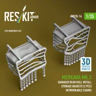   ResKit Models Merkava Mk.3 damaged rear hull metall storage baskets (2 pcs) w/workable chains for HobbyBoss kit (3D Printed) 1:35 (AVU35-0014)