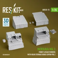   ResKit Models Merkava Mk.3 front & rear fenders with rear storage boxes (open pos.) for Meng kit (3D Printed) 1:35 (AVU35-0015)