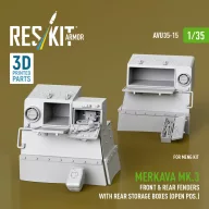   ResKit Models Merkava Mk.3 front & rear fenders with rear storage boxes (open pos.) for Meng kit (3D Printed) 1:35 (AVU35-0015)