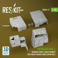   ResKit Models Merkava Mk.3 damaged front & rear fenders with rear storage boxes (open pos.) for Meng kit (3D Printed) 1:35 (AVU35-0017)