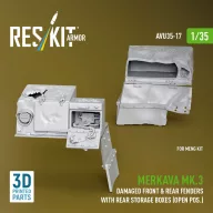   ResKit Models Merkava Mk.3 damaged front & rear fenders with rear storage boxes (open pos.) for Meng kit (3D Printed) 1:35 (AVU35-0017)